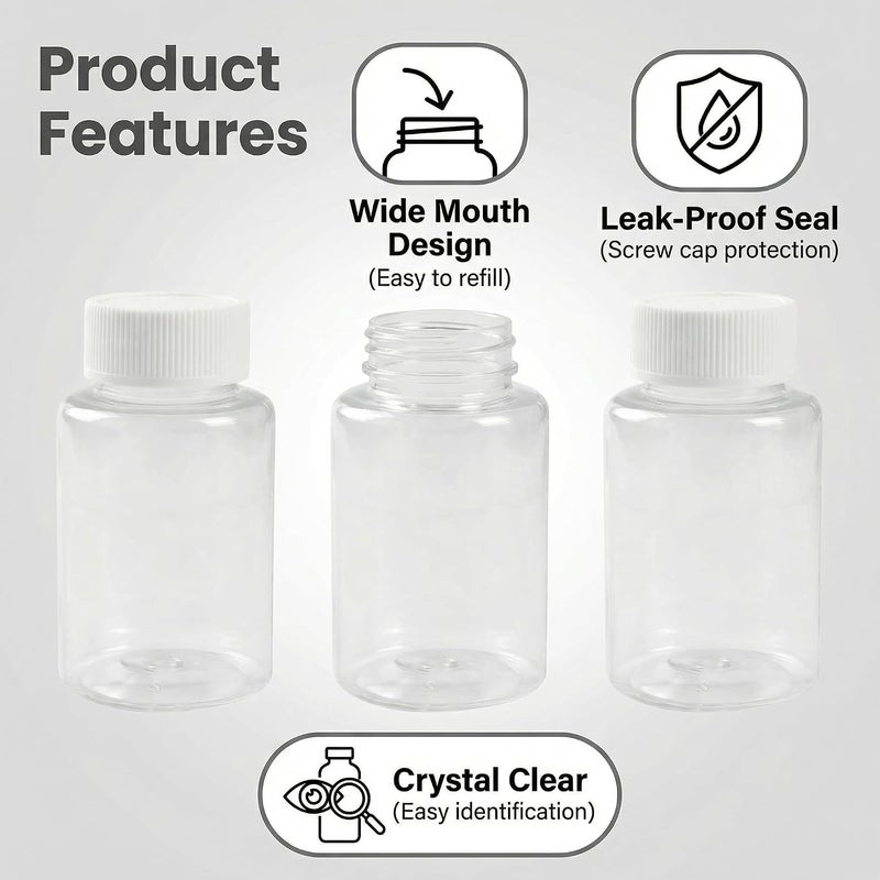vipolish 12 PCS 15 ML 0.5 OZ Plastic Clear Bottles Empty Container with White Screw Cap Solid Powder Case Refillable Storage Holder Sample Jar for Dispense Different Items - Image 4