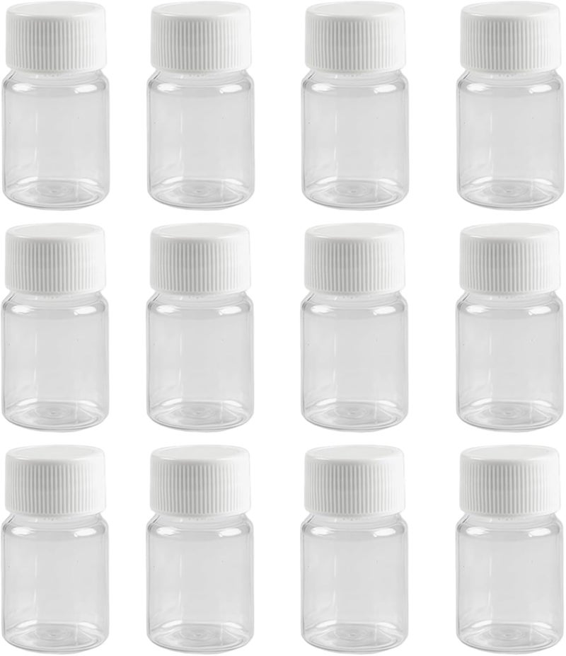 vipolish 12 PCS 15 ML 0.5 OZ Plastic Clear Bottles Empty Container with White Screw Cap Solid Powder Case Refillable Storage Holder Sample Jar for Dispense Different Items - Image 1