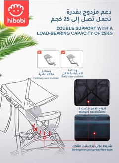 hibobi Hibobi Lightweight Foldable Baby Stroller｜One-Touch Fold｜Reclining Seat｜Sunshade Canopy｜Shock-Absorbing Wheels｜5-Point Harness｜For 0–4 Years  - Image 3