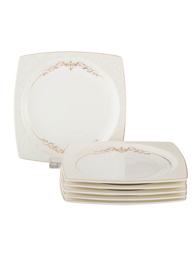 Dania Set of 6 pure white porcelain dessert, fruit and breakfast plates - Image 1