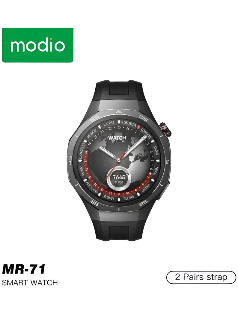 modio MR-71 Smart Watch Hybrid Analog-Digital Design Fitness Tracking Capabilities and Bluetooth Connectivity for Notifications with Two Interchangeable Straps Metallic and Silicone - Image 1