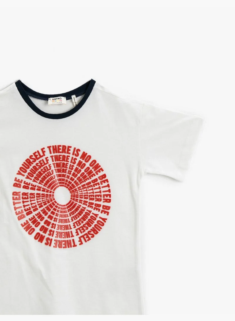كوتون Printed T-Shirt Short Sleeve Crew Neck