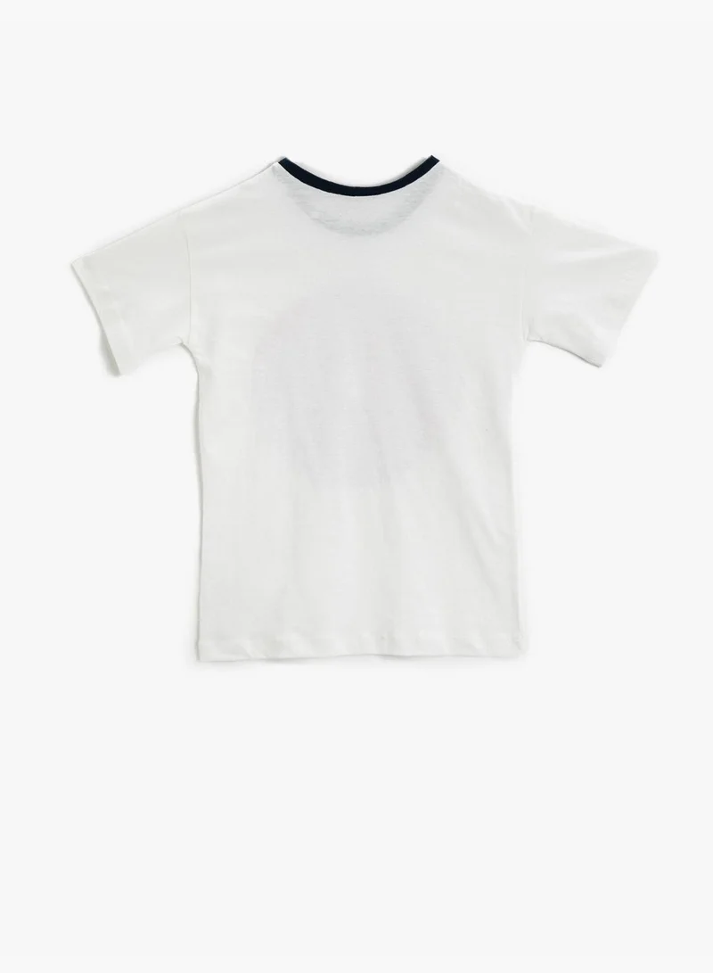 كوتون Printed T-Shirt Short Sleeve Crew Neck