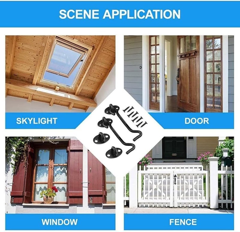 خطاف حظيرة من الفولاذ المقاوم للصدأ مقاس 3 بوصات مع مزلاج قفل صامت لباب بوابة السقيفة - Image 3