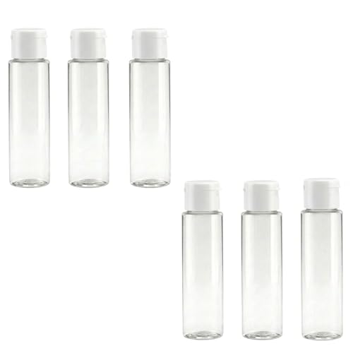 Hian Empty Clear Plastic Travel Bottles | 100ml, Pack of 6 (14x4 cm) | BPA-Free, White Flip Caps, Leakproof Design | Compact, Travel-Friendly, Easy to Use | Perfect for Toiletries, Sanitizers, Lotions - Image 1