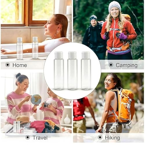 Hian Empty Clear Plastic Travel Bottles | 100ml, Pack of 6 (14x4 cm) | BPA-Free, White Flip Caps, Leakproof Design | Compact, Travel-Friendly, Easy to Use | Perfect for Toiletries, Sanitizers, Lotions - Image 5