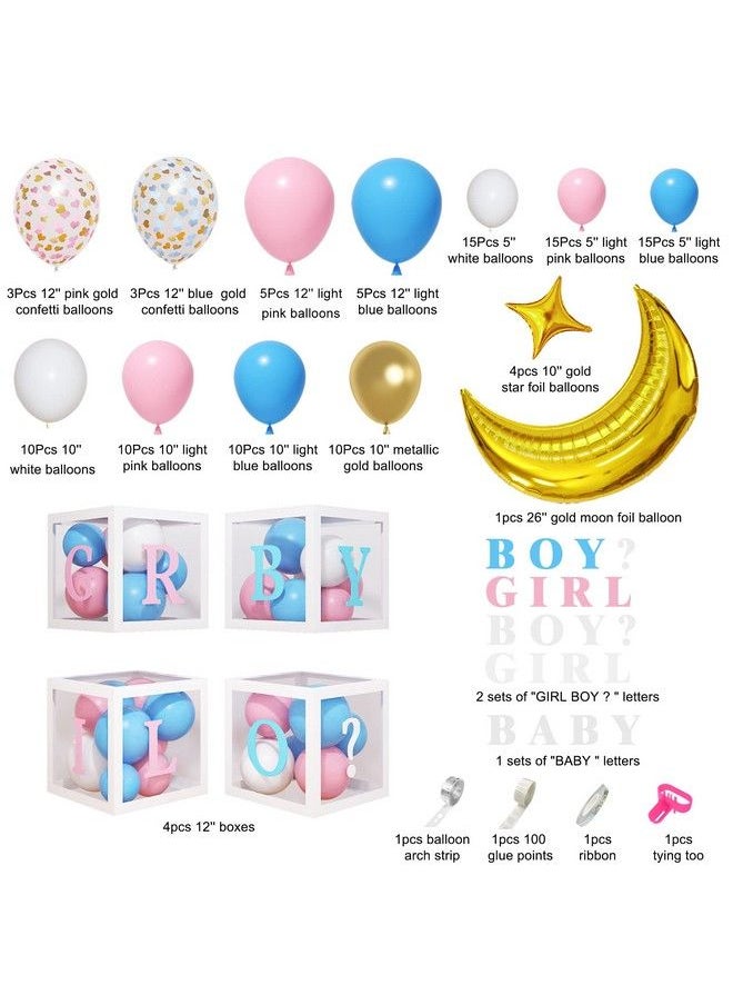 Amandir 134Pcs Baby Boxes Gender Reveal Balloon Decorations Pink And Blue Balloon Arch Kit Baby Boxes With Letters(Az+Baby Boy Girl?) For Baby Shower Birthday He Or She Gender Reveal Party Supplies  - Image 3