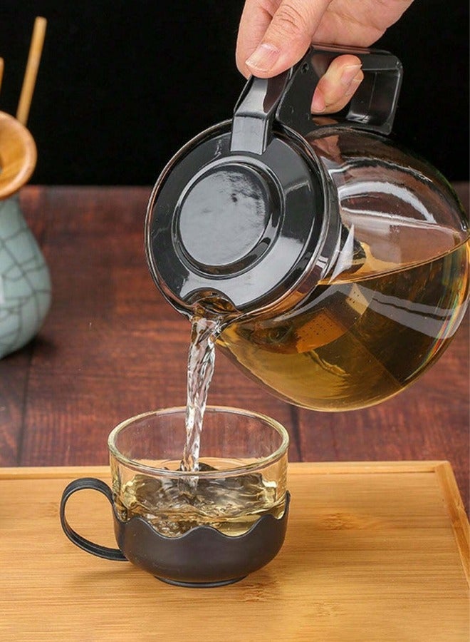 طقم شاي زجاجي مكون من خمس قطع، إبريق شاي واحد و4 أكواب، إبريق شاي مع منقوع، مناسب للمنزل والمكتب لتحضير الشاي المعطر والمشروبات الأخرى - Image 4