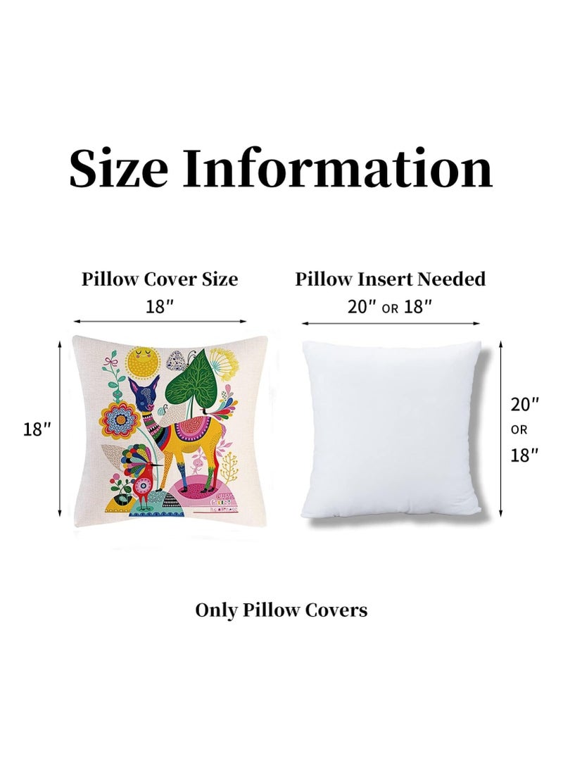 Joyelink Colorful Throw Pillow Case, Covers 45x45 Decorative Colorful Throw Pillow Case Set of 4 Linen Boho Cushion Covers 18 x 18 inch for Couch Sofa Car Bed Living Room - Image 2