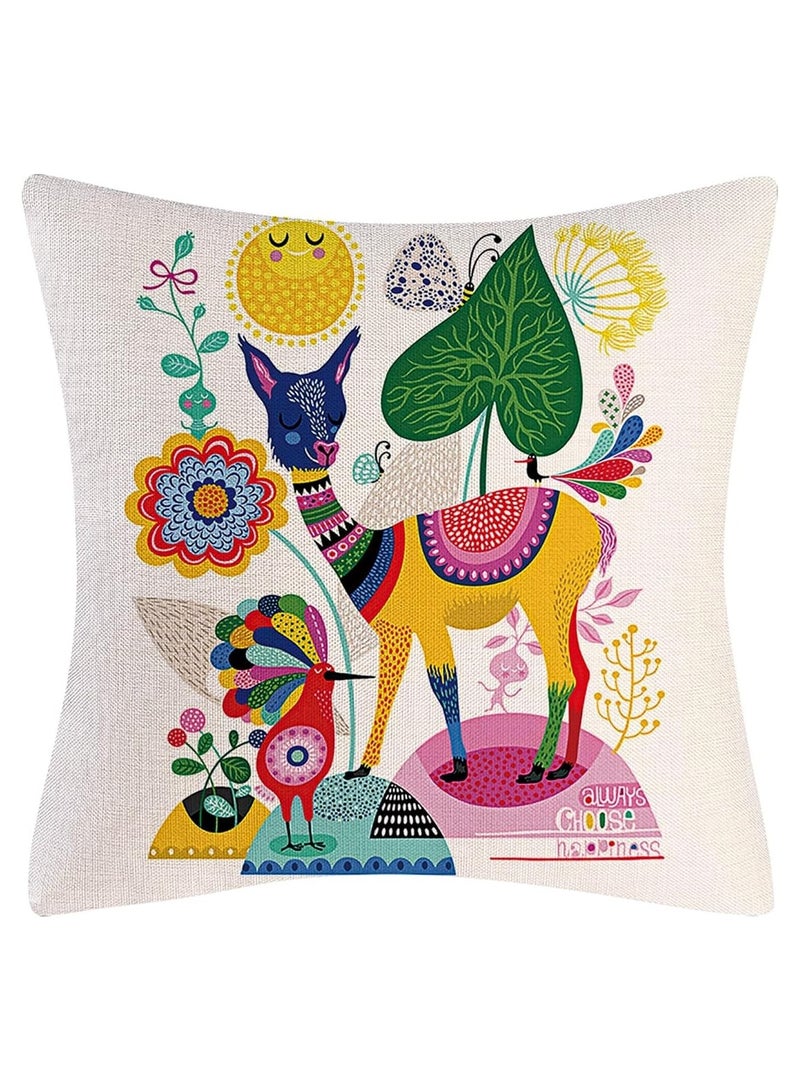 Joyelink Colorful Throw Pillow Case, Covers 45x45 Decorative Colorful Throw Pillow Case Set of 4 Linen Boho Cushion Covers 18 x 18 inch for Couch Sofa Car Bed Living Room - Image 3