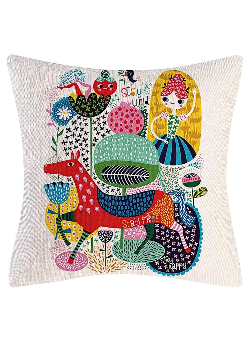 Joyelink Colorful Throw Pillow Case, Covers 45x45 Decorative Colorful Throw Pillow Case Set of 4 Linen Boho Cushion Covers 18 x 18 inch for Couch Sofa Car Bed Living Room - Image 4