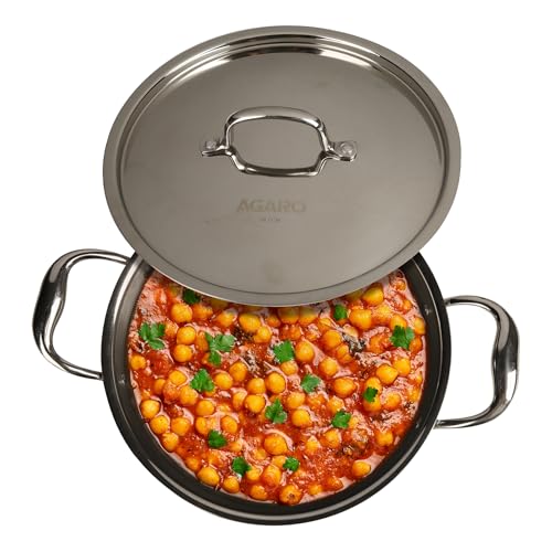 AGARO Royal Honey Comb Kadai, 2.25L Capacity, 24 cm Diameter, Gas & Induction Compatible, Tri-Ply Steel with Honey Comb Design, Riveted Handle, Food Safe & PFOA Free, Cooking, Frying, Serving, Silver - Image 1