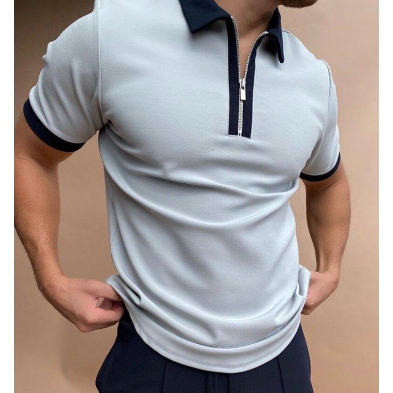 Men's New Variety of Printed Lapel Short Sleeve Pullover Casual Men's T-Shirt Zipper POLO Shirt One Piece LLPOLO26114 6XL - Image 5