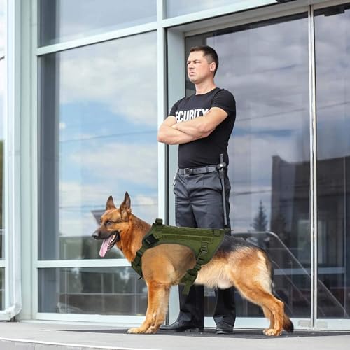HANK Tactical Dog Harness - No Pull Heavy Duty - 1600D Oxford Nylon - Adjustable Dog Chest Belt - 2 Metal Buckle - Dog Vest for Training, Walking & Outdoor Adventure (Tactical Green, XL - Harness) - Image 4