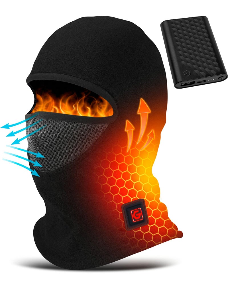 PEONYRISE Heated Balaclava for Men Women Face Mask Beanie Hat Cap Rechargeable for Motorcycle Ski Hunting Snowboard Skiing Cycling Snowmobile Camping Thermal Fleece Winter Cold Weather Fishing Snow - Image 1