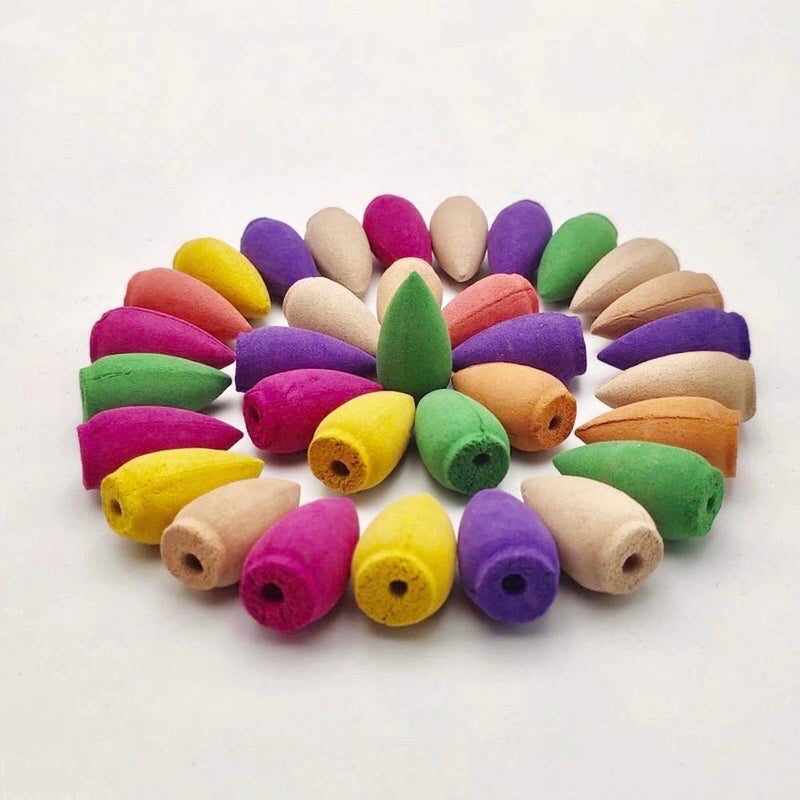 L!GHTUP LGHTUP Backflow Incense Cones 100 Pcs Mixed Natural Scents Apple Rose Lily Tulips Rosemary Lavender Sandalwood and More Backflow Cone - Image 4