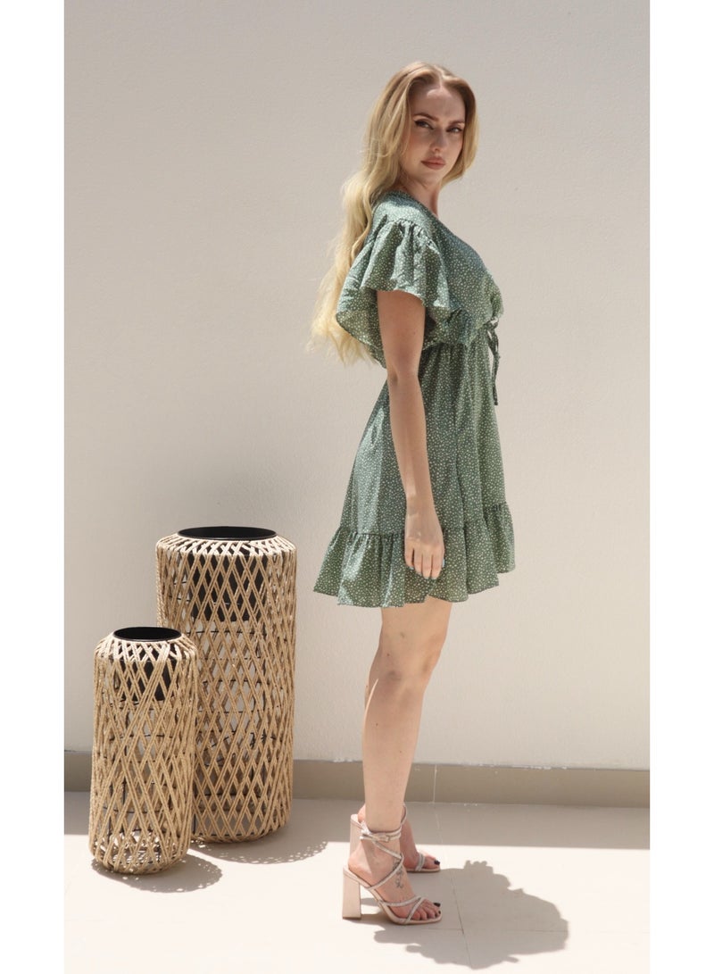 Alorabella Willow Dalmatian X-Over Dress - Sage  - Image 3