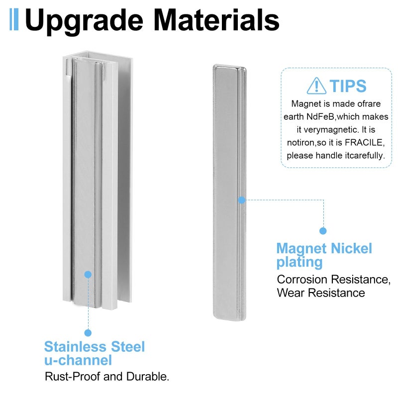 VYH 3" Shower Door Magnet Latch Replacement with Metal Strike and Magnet for 1/8", 5/32", 3/16", and 1/4" Thick Swing Glass Shower Doors - Image 3