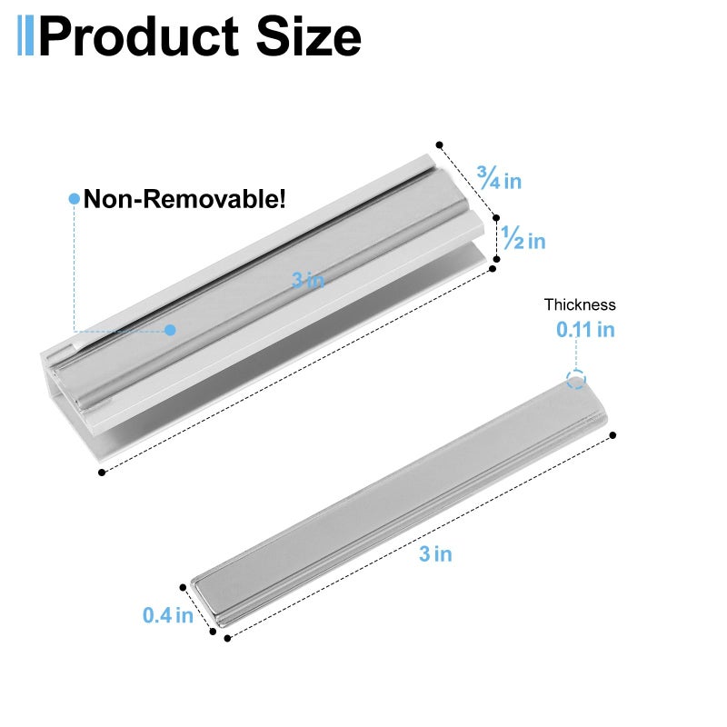 VYH 3" Shower Door Magnet Latch Replacement with Metal Strike and Magnet for 1/8", 5/32", 3/16", and 1/4" Thick Swing Glass Shower Doors - Image 2