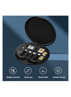 HESIMING Multi Charging Cable Adapter Kit,USB C to Micro USB/Lightning/USB A Cable Convertor Adapter Kit Can Use as Phone Holder(Black)