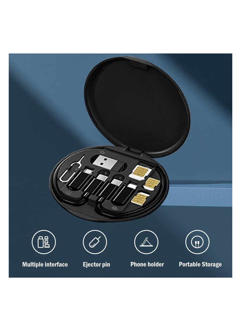 Memorii - HESIMING Multi Charging Cable Adapter Kit,USB C to Micro USB/Lightning/USB A Cable Convertor Adapter Kit Can Use as Phone Holder(Black) - Image 1