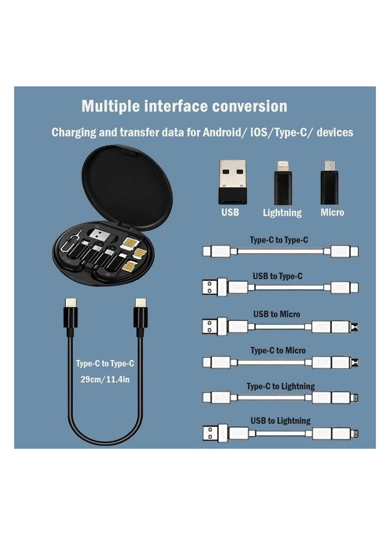 Memorii - HESIMING Multi Charging Cable Adapter Kit,USB C to Micro USB/Lightning/USB A Cable Convertor Adapter Kit Can Use as Phone Holder(Black) - Image 1