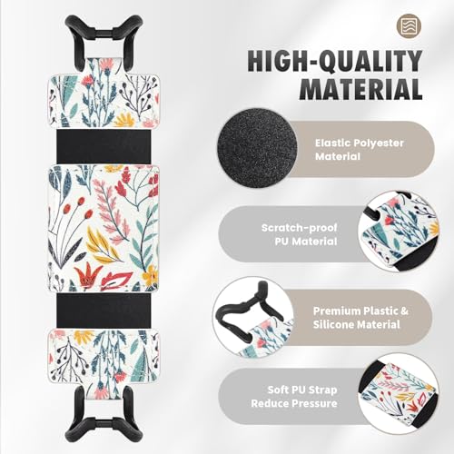 MoKo Soft Hand Strap for 6-8" Kindle eReaders Fire Tablet Kindle/Kobo/Voyaga/Lenovo/Sony Kindle E-Book Tablet, Black High-Elasticity Versatile Hand Strap Lightweight Finger Grip Holder, Flowers - Image 3