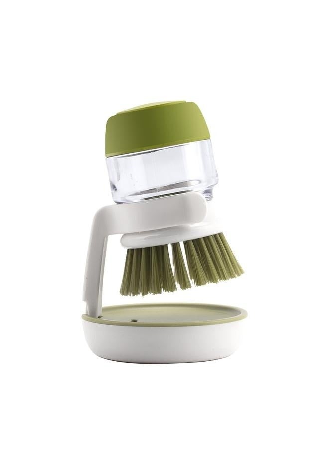 فرشاة توزيع الصابون، فرشاة أطباق خضراء/بيضاء مع موزع صابون، فرشاة تنظيف المطبخ لغسل الأطباق، فرشاة تنظيف الأطباق مع حامل صينية التنقيط، لتنظيف المقلاة، القدر، الحوض - Image 1