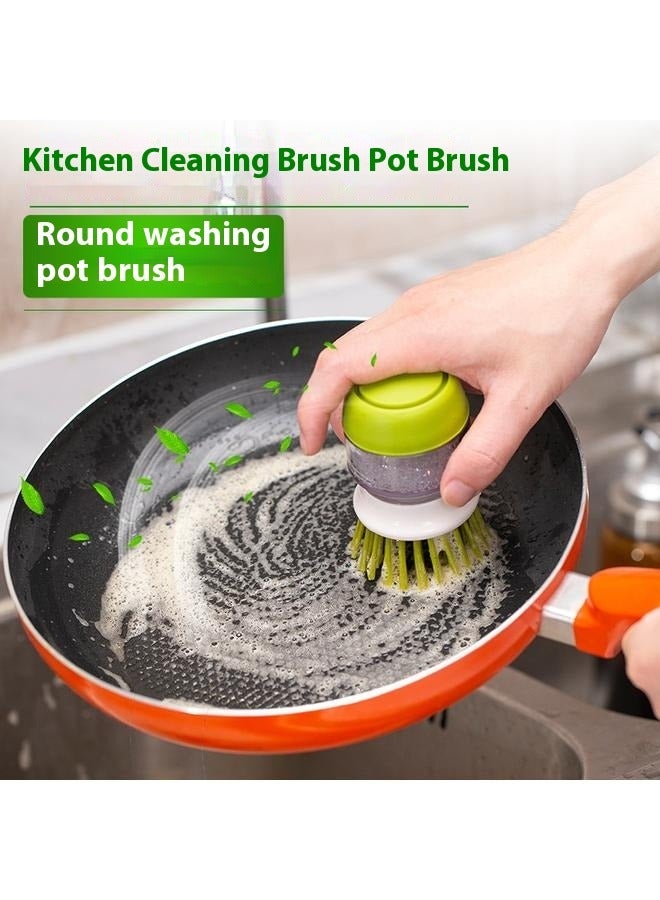 فرشاة توزيع الصابون، فرشاة أطباق خضراء/بيضاء مع موزع صابون، فرشاة تنظيف المطبخ لغسل الأطباق، فرشاة تنظيف الأطباق مع حامل صينية التنقيط، لتنظيف المقلاة، القدر، الحوض - Image 2