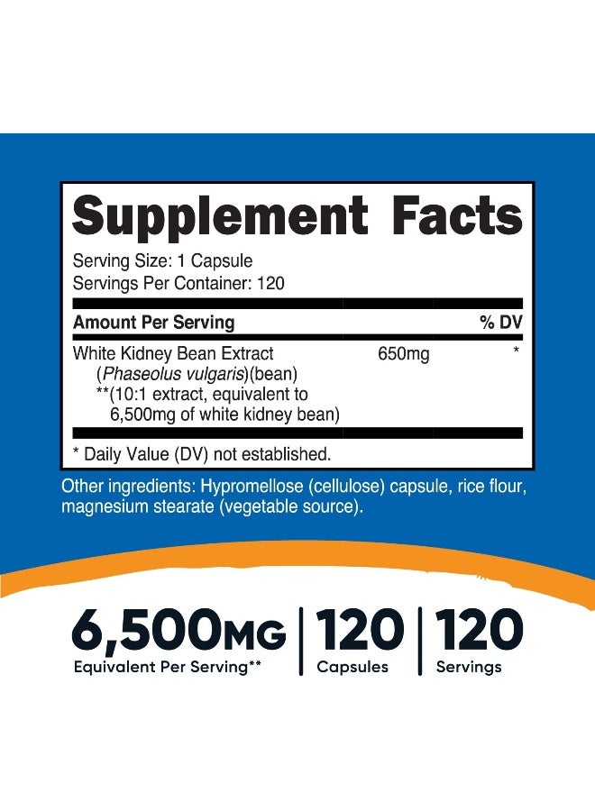 Nutricost White Kidney Beans Capsules 650mg 120 Capsules - Vegetarian Caps, Gluten Free and Non-GMO - Image 2