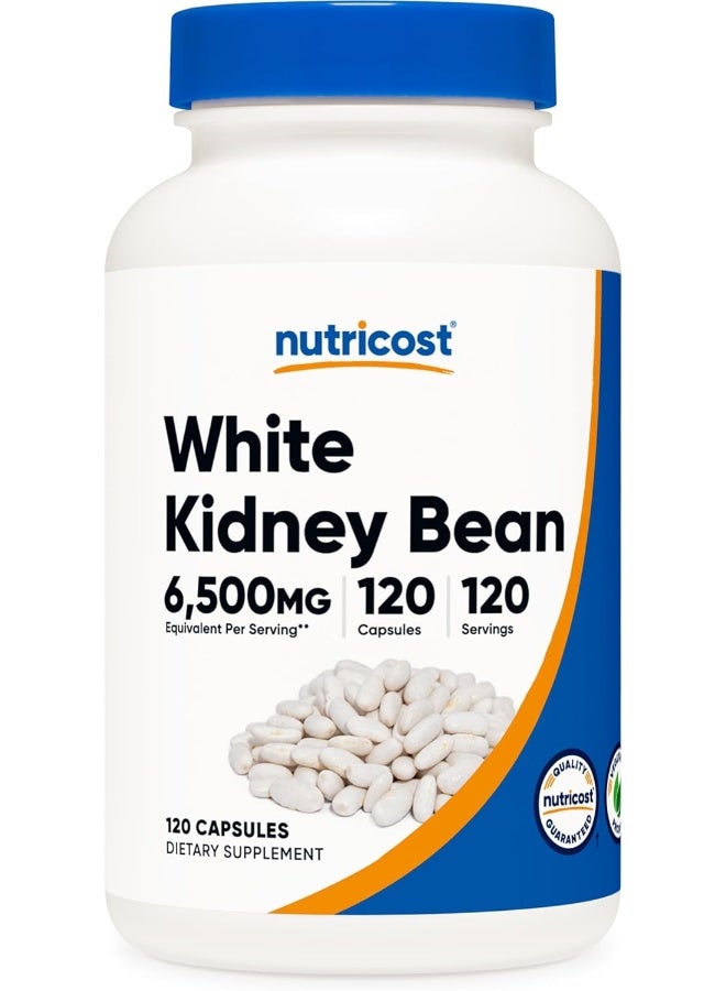Nutricost White Kidney Beans Capsules 650mg 120 Capsules - Vegetarian Caps, Gluten Free and Non-GMO - Image 1