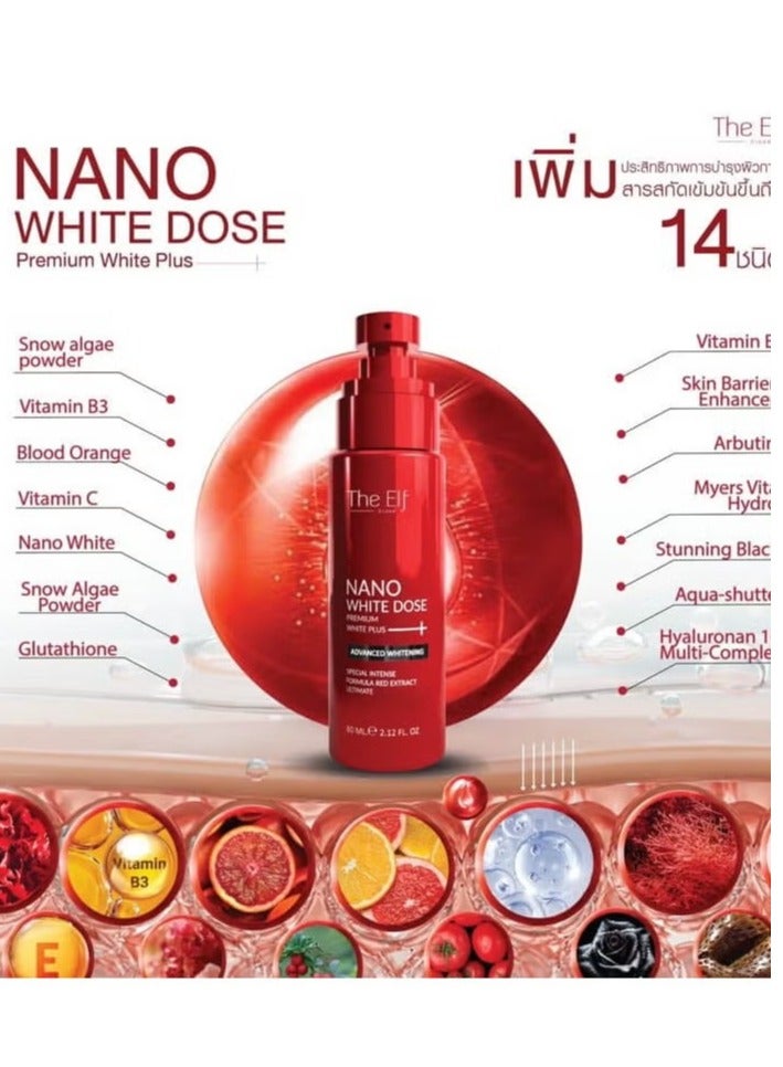 The Elf Nano White Dose White Plus 60ml Glutathione Vitamin C Skin Whitening Glowing Serum for Face and Body Dark Spot Remover Brightening Booster Anti Pigmentation Thailand Made - Image 3