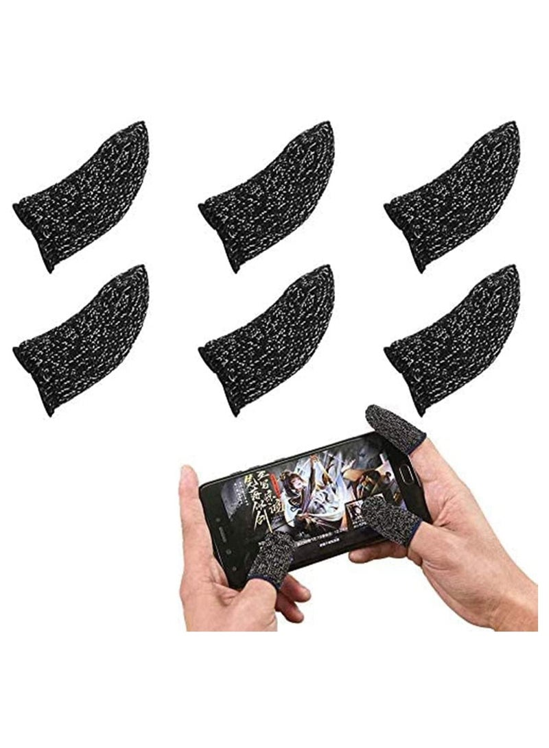 10-Piece Gaming Finger Sleeve Touchscreen Thumb BlackTouch Screen Finger Sleeve, Mobile Game Finger-Cot, Ultra-Thin Anti-Sweat Breathable Silver Fiber Sensitive Touch Finger Sleeve 