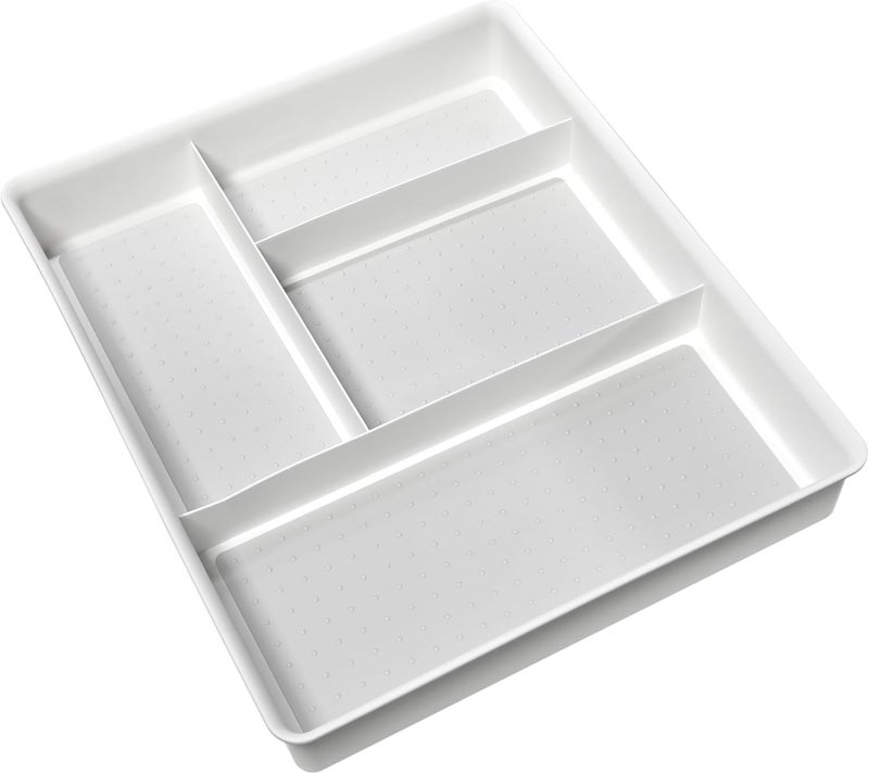 Made Smart Classic 4-Compartment Drawer Organizer Gadget Tray, Plastic Multipurpose Storage Bin for Drawers, White - Image 2