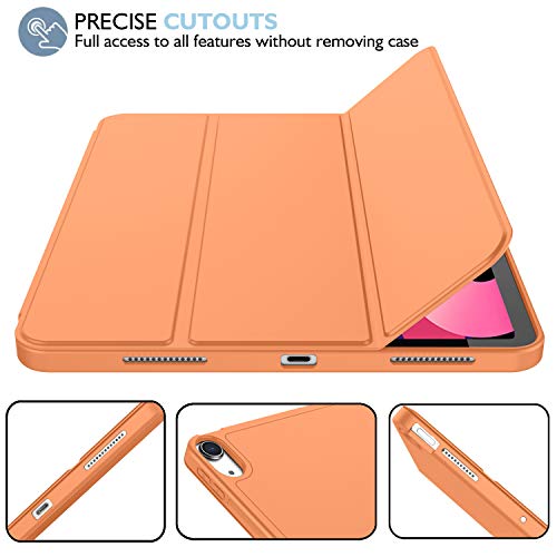 iMieet غطاء iMieet لجهاز iPad Air 11 بوصة M3(2025) / M2 (2024)، غطاء لجهاز iPad Air الجيل الخامس/الرابع 2022/2020 10.9 بوصة مع حامل قلم، غطاء ذكي ثلاثي الطيات مع ظهر TPU ناعم (برتقالي) - Image 4