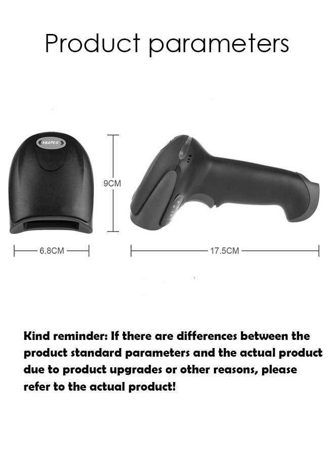 Generic - Barcode Scanner Wireless Handhold Barcode Reader QR Code Scanner USB Bar Code Scanner for Shop use Store,Supermarket, Warehouse - Image 1
