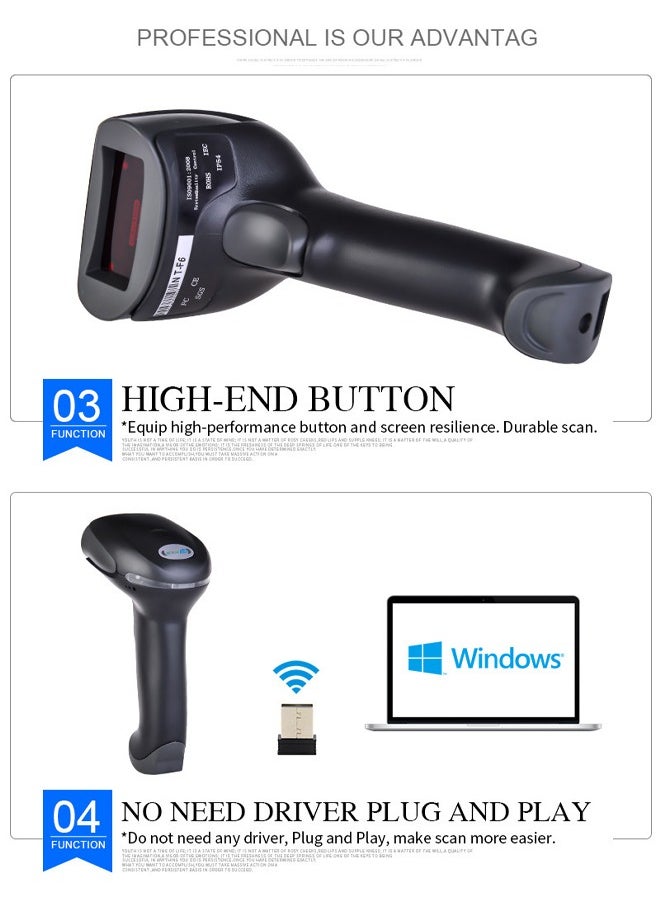 Generic - Barcode Scanner Wireless Handhold Barcode Reader QR Code Scanner USB Bar Code Scanner for Shop use Store,Supermarket, Warehouse - Image 1