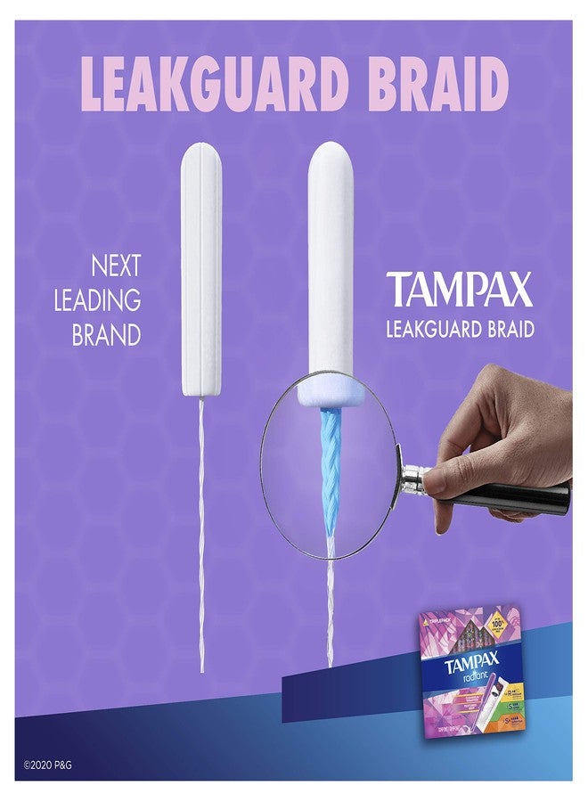 Tampax Radiant Tampons Trio Pack Regular/Super/Super Plus Absorbency, Unscented, 28 Count - Image 5