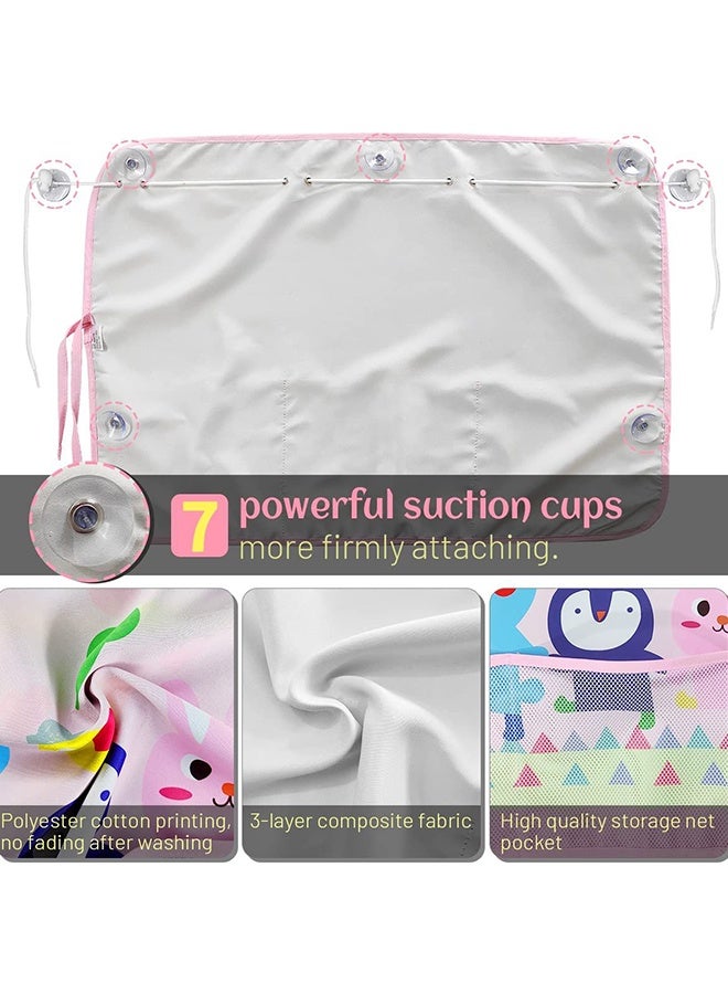 Cartoon Car Window Sun Shade With Multi Pocket Storage Pouch, Baby Kids UV Protection Car Side Window Curtain Sun Visor For Travel Road Trip Child Sleep Protection - Image 3
