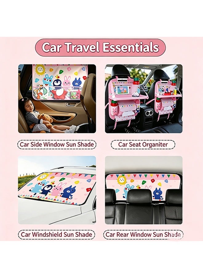 Cartoon Car Window Sun Shade With Multi Pocket Storage Pouch, Baby Kids UV Protection Car Side Window Curtain Sun Visor For Travel Road Trip Child Sleep Protection - Image 5