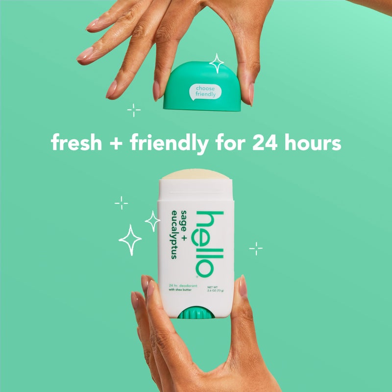 hello Sage and Eucalyptus Aluminum Free Deodorant for Women and Men with Shea Butter, 24-Hour Freshness, Baking Soda Free Deodorant, Dermatologically Tested, 2.6 oz Stick (2 Pack) - Image 4