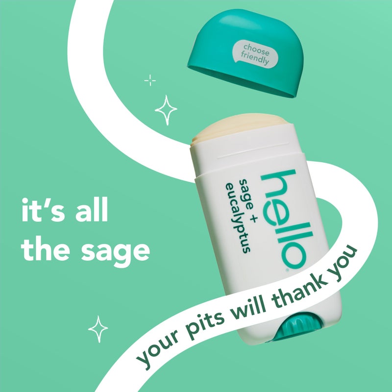 hello Sage and Eucalyptus Aluminum Free Deodorant for Women and Men with Shea Butter, 24-Hour Freshness, Baking Soda Free Deodorant, Dermatologically Tested, 2.6 oz Stick (2 Pack) - Image 2