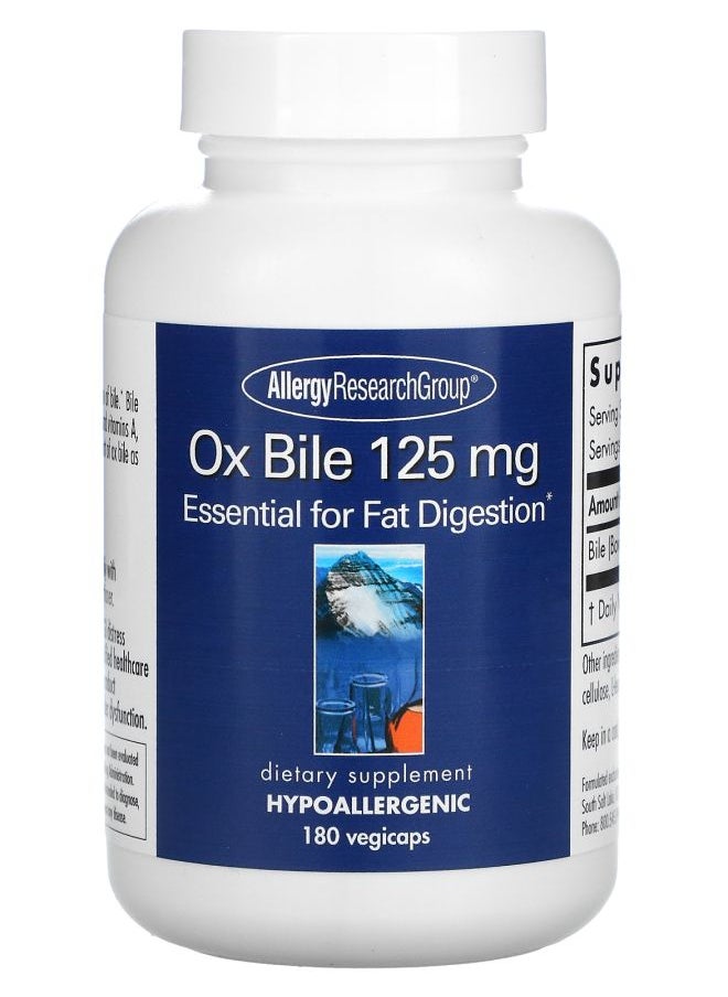 Allergy Research Group - Ox Bile 125 mg 180 Vegicaps - Image 1