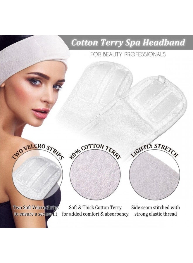 Appearus Spa Facial Headband Head Wrap Terry Cloth Headbands Stretch Towel With Closure For Bath, Makeup And Sport (4 Count/White)  - Image 1