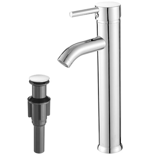 VOTON Vessel Sink Faucet Chrome Modern Tall Bathroom Faucets Single Handle One Hole Rv Vanity Lavatory Bathroom Sink Faucet - Image 1