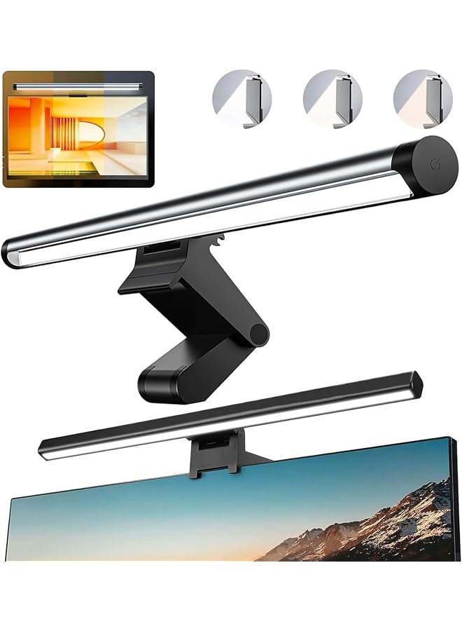 إيروريكس مصباح شاشة الكمبيوتر، شريط إضاءة شاشة العرض للعناية بالعين، مصباح شاشة يعمل بمنفذ USB مع مستشعر لمس بدون وهج الشاشة لمصباح مكتب ألعاب الكمبيوتر والمكتب - Image 1