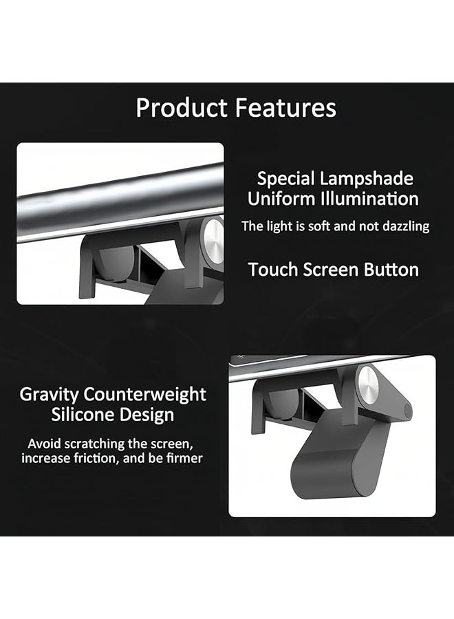 إيروريكس مصباح شاشة الكمبيوتر، شريط إضاءة شاشة العرض للعناية بالعين، مصباح شاشة يعمل بمنفذ USB مع مستشعر لمس بدون وهج الشاشة لمصباح مكتب ألعاب الكمبيوتر والمكتب - Image 5