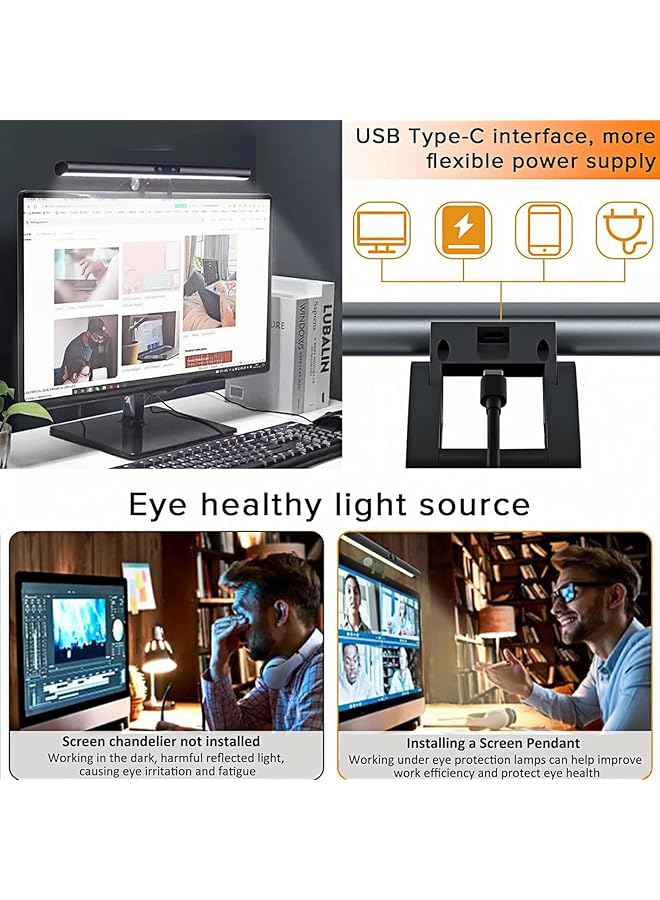 إيروريكس مصباح شاشة الكمبيوتر، شريط إضاءة شاشة العرض للعناية بالعين، مصباح شاشة يعمل بمنفذ USB مع مستشعر لمس بدون وهج الشاشة لمصباح مكتب ألعاب الكمبيوتر والمكتب - Image 4