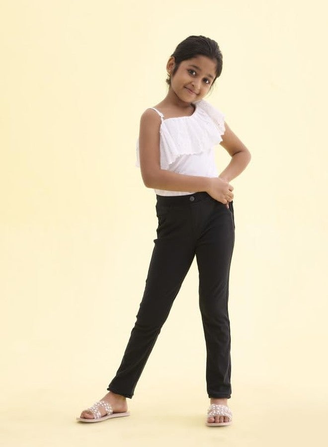 GO COLORS Girls Solid Black Jeggings - Image 5