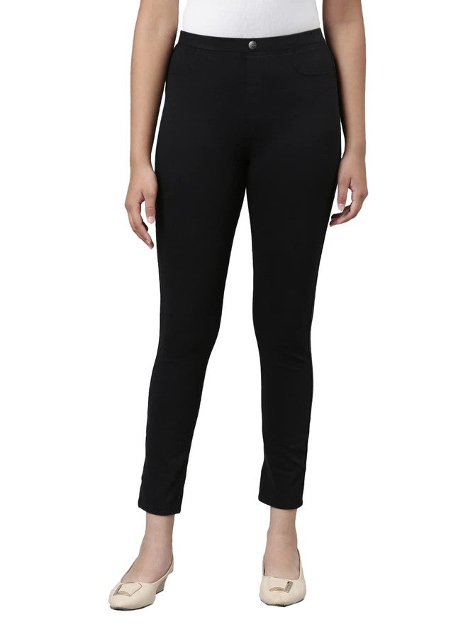 GO COLORS Girls Solid Black Jeggings - Image 1